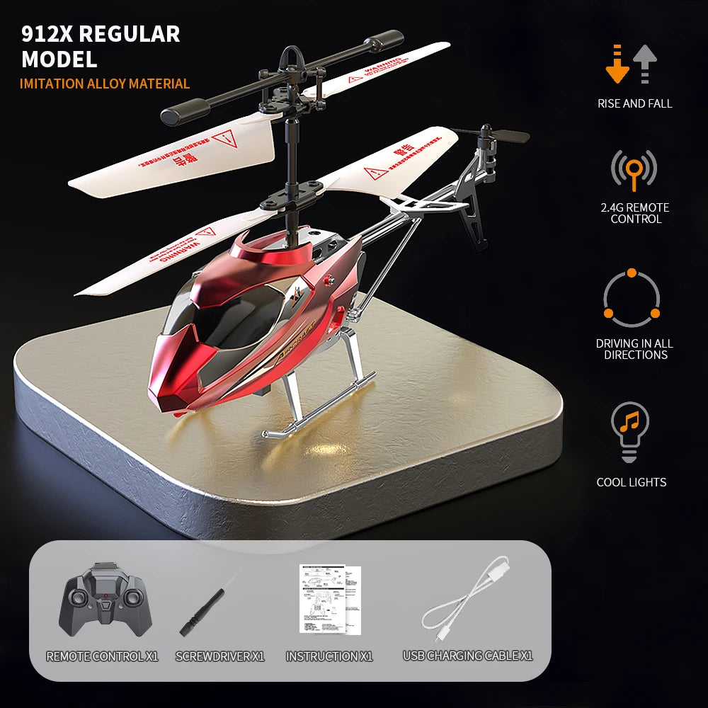 Drop-Resistant Alloy RC Helicopter Rechargeable Safe