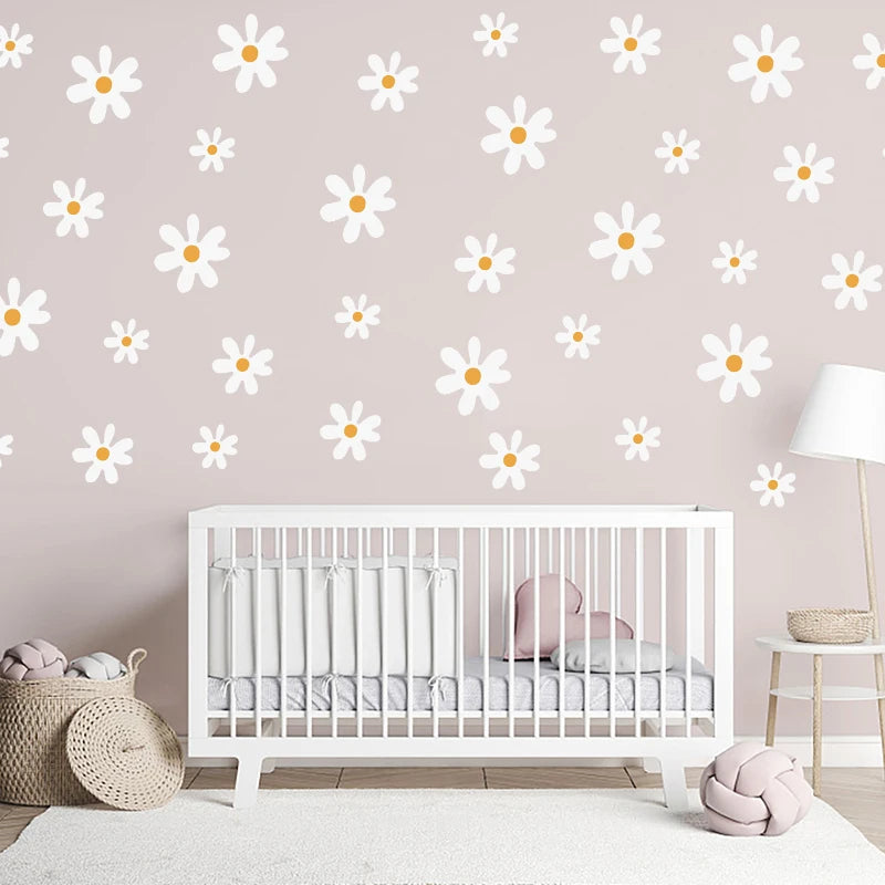 Wall Sticker Boho Style White Daisy Flower