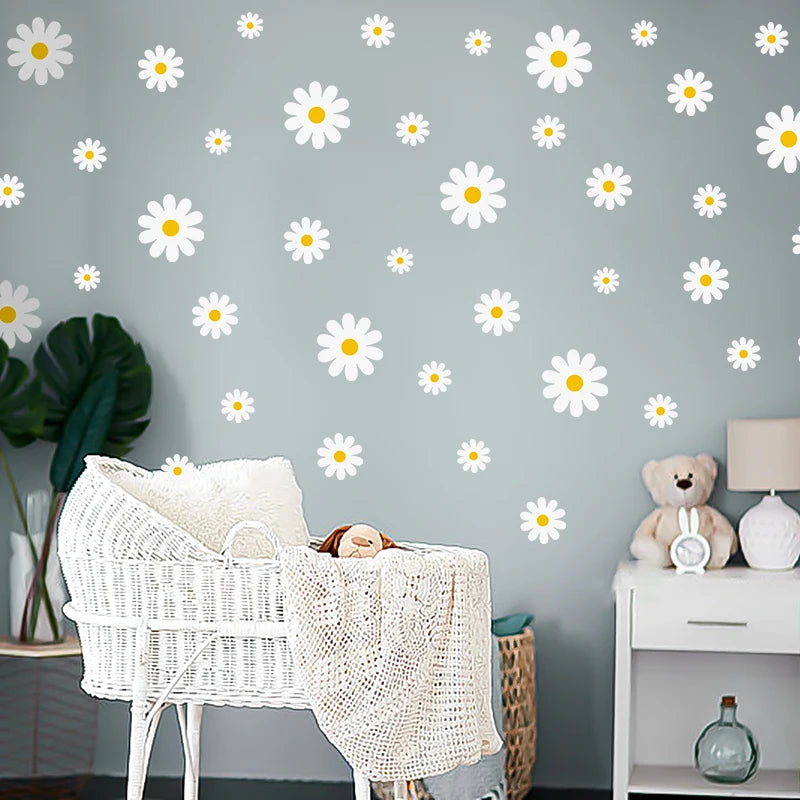 Wall Sticker Boho Style White Daisy Flower