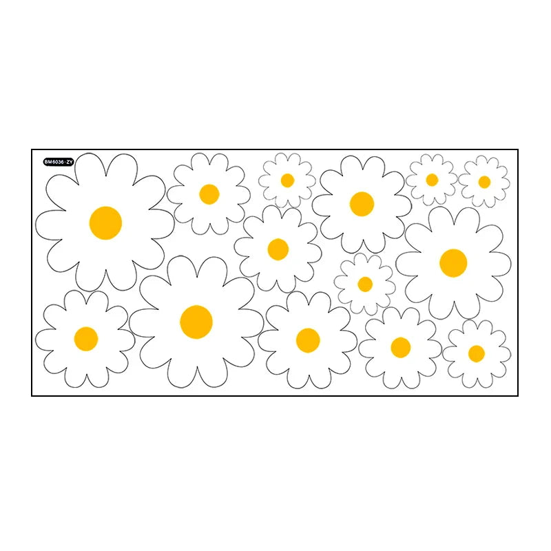 Wall Sticker Boho Style White Daisy Flower