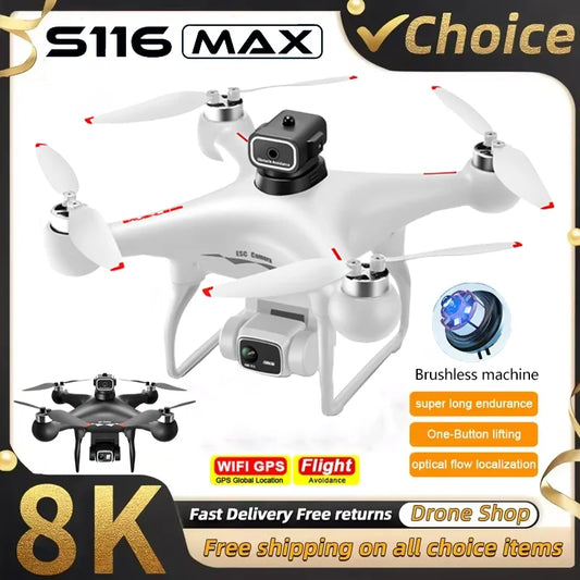 Drone S116 MAX Drone FPV 8K HD Dual Camera Obstacle Avoidance Quadcopter