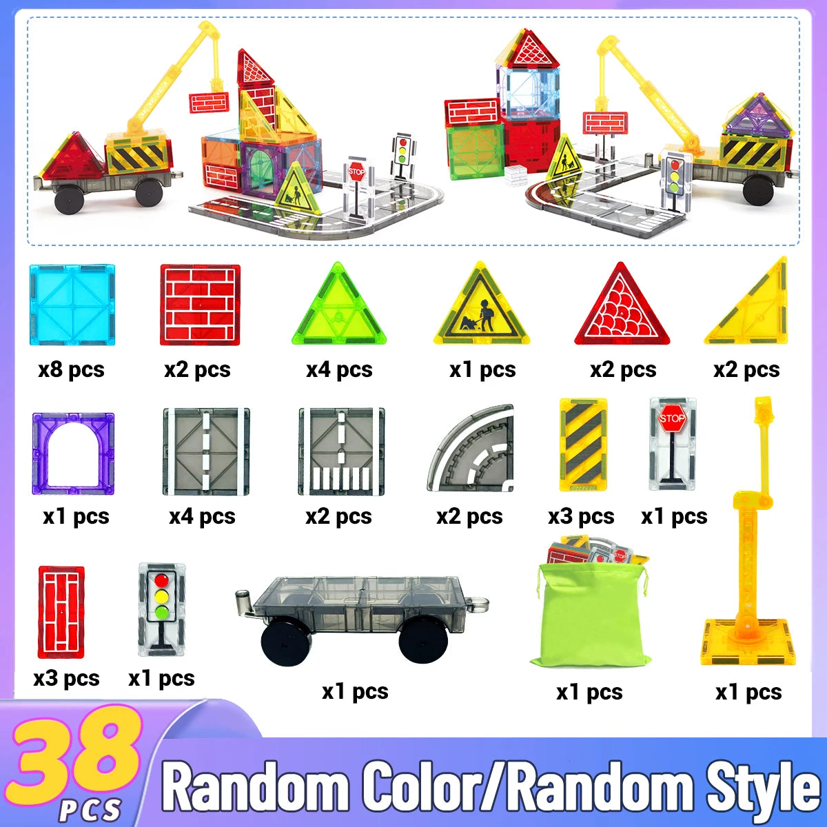 DIY Educational Magnetic Building Blocks Games Toy Road Set With Car