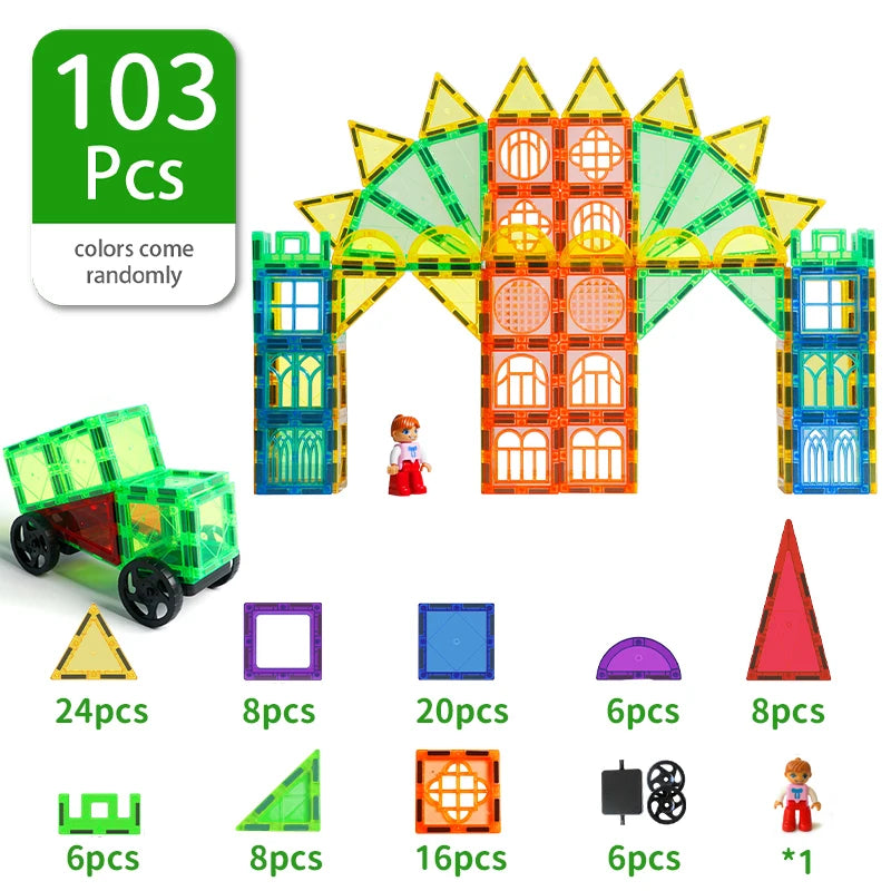 Magnetic Building Blocks Set Construction Montessori Sensory