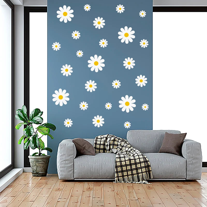 Wall Sticker Boho Style White Daisy Flower