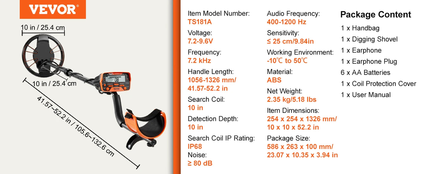 Metal Detector VEVOR LCD Display for Adults & Kids