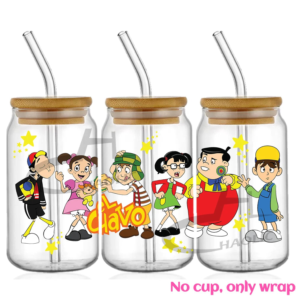 Glass Can Wrap Collection Various Cartoons