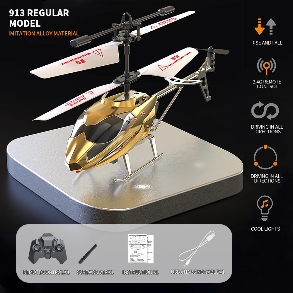 Drop-Resistant Alloy RC Helicopter Rechargeable Safe