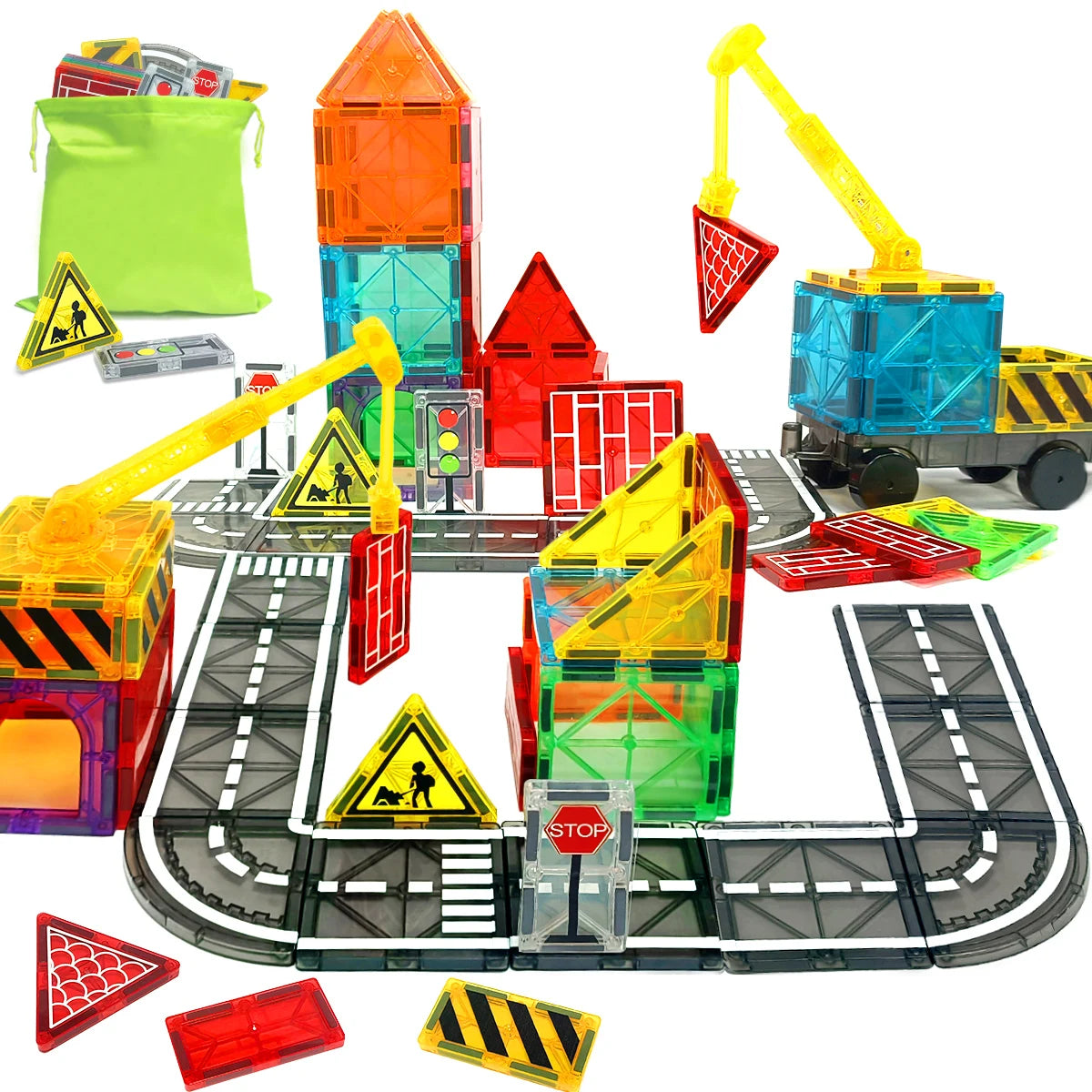 DIY Educational Magnetic Building Blocks Games Toy Road Set With Car