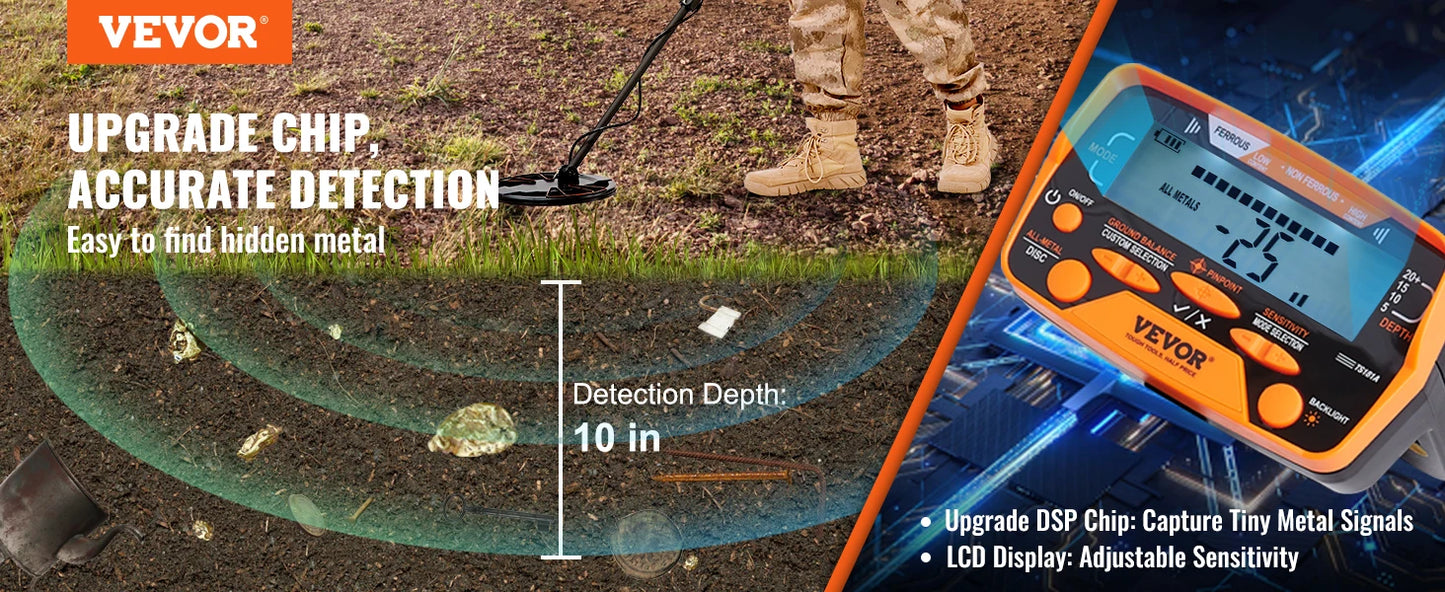 Metal Detector VEVOR LCD Display for Adults & Kids