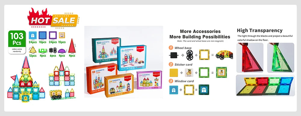 Magnetic Building Blocks Set Construction Montessori Sensory