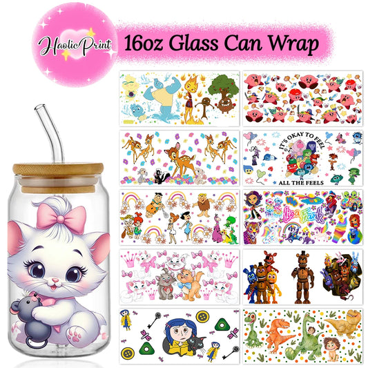 Glass Can Wrap Collection Various Cartoons