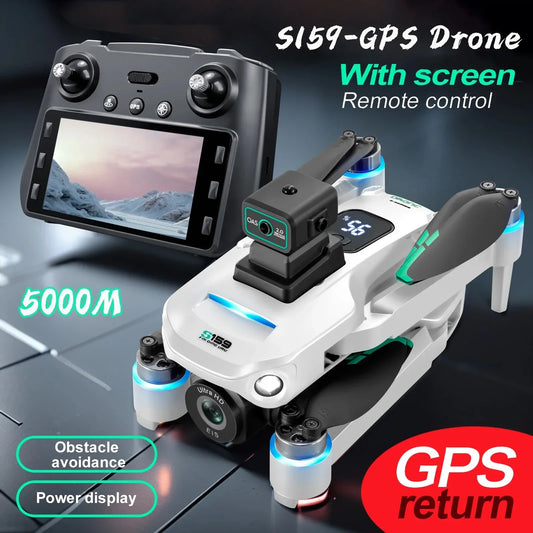 Drone with Screen Toys Dual-Camera Omnidirectional Obstacle Avoidance S159 GPS Rc Drone 5G Professional 8K HD Aerial Photography