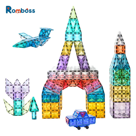 Magnetic Building Block Toy Romboss Colorful Diamond Surface Big Size Magnetic Tiles