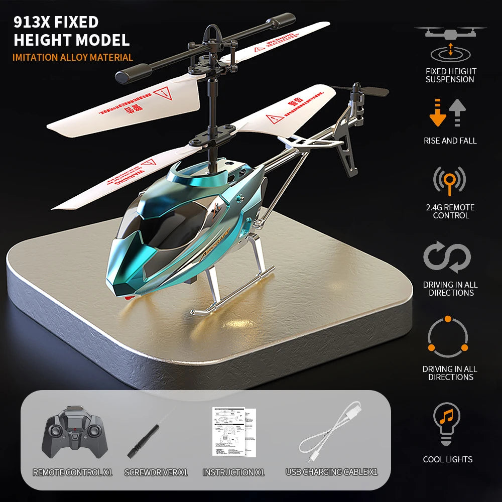 Drop-Resistant Alloy RC Helicopter Rechargeable Safe