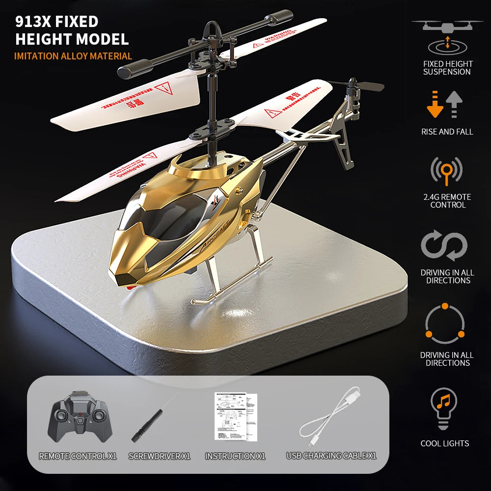 Drop-Resistant Alloy RC Helicopter Rechargeable Safe