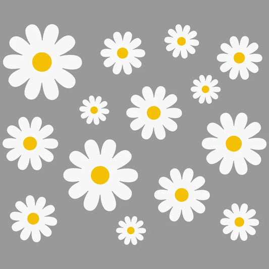 Wall Sticker Boho Style White Daisy Flower