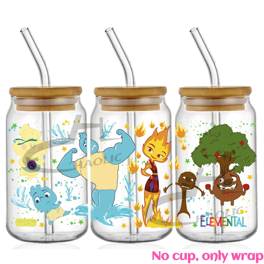 Glass Can Wrap Collection Various Cartoons