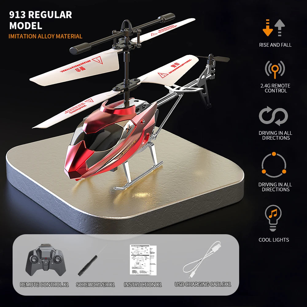 Drop-Resistant Alloy RC Helicopter Rechargeable Safe